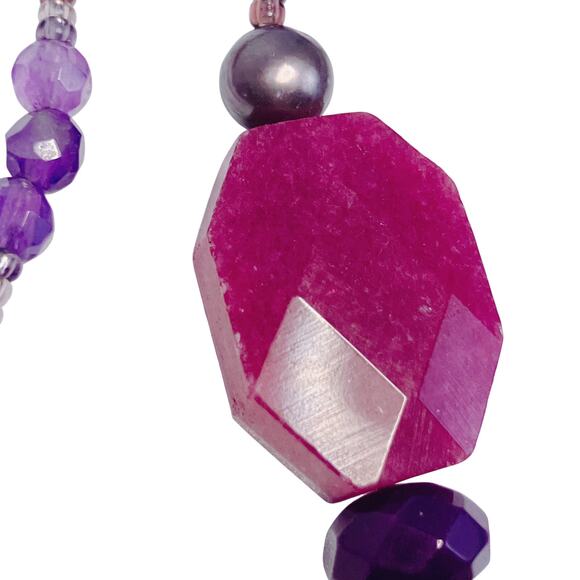 Retired Silpada N2348 BLUSH WINE Sterling Amethyst Pearl Quartz Beaded Necklace - Picture 3 of 16